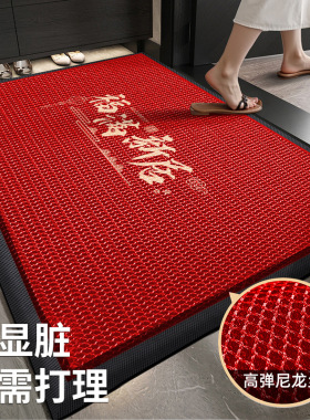 红色新年门垫家用好打理玄关门口地毯刮土防尘防滑别墅门口地垫