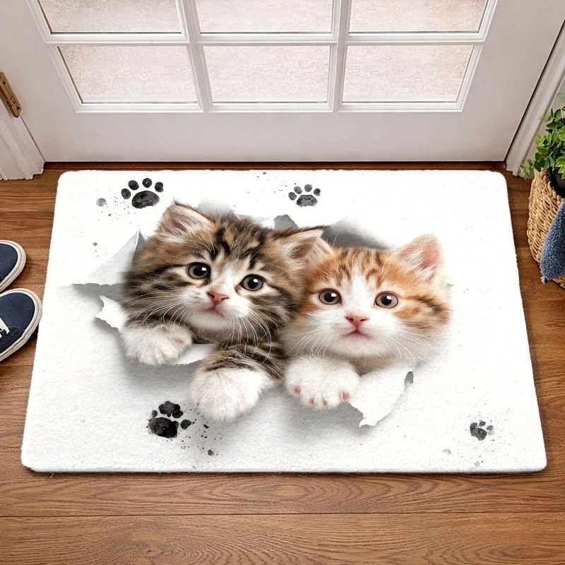 temu热销卡通可爱猫咪地垫玄关卧室门口换鞋地垫耐磨耐脏工厂直发