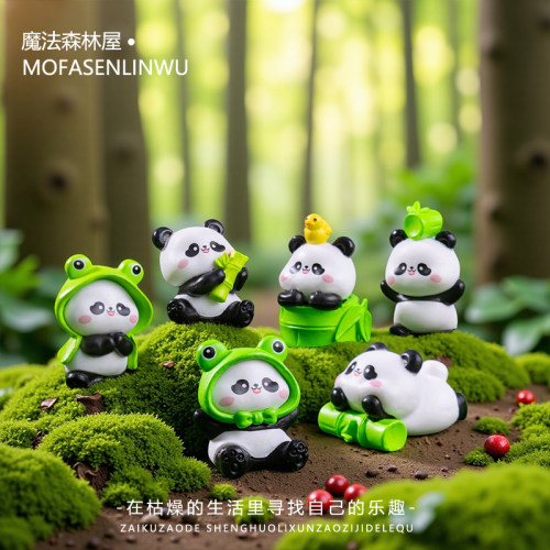 国潮青蛙熊猫公仔模型套装