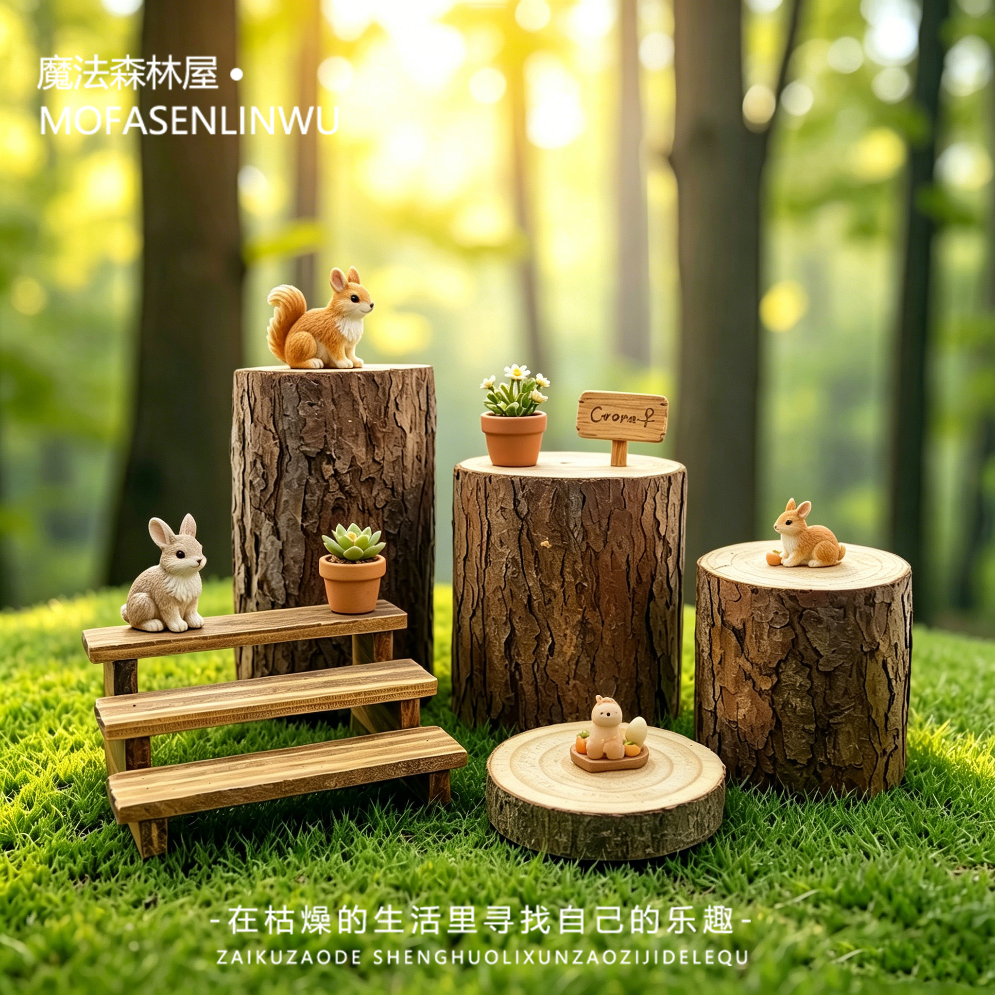 原木木桩木片置物架摆件托盘底座图片