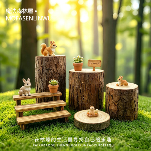 原木木桩木片置物架摆件托盘底座