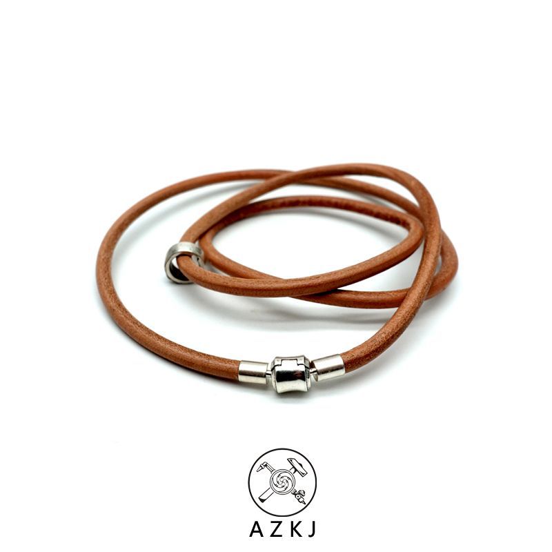 日系CoopKoop【AZKJ】925银活口卡扣 原色牛皮绳活口项链锁骨手链