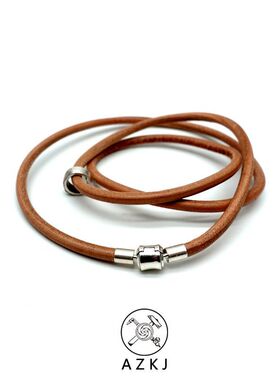日系CoopKoop【AZKJ】925银活口卡扣 原色牛皮绳活口项链锁骨手链