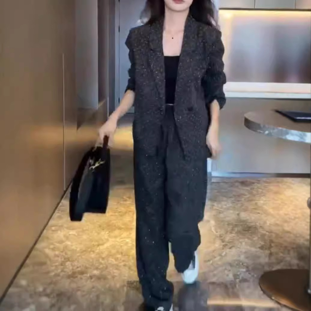 日系coopkoop新款女神范高级时尚西装外套阔腿裤两件套女