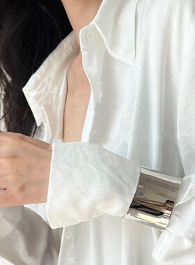 日系coopkoop欧美弧形宽版光面开口手镯女小众轻奢高级感情侣