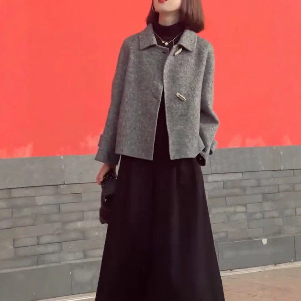 日系coopkoop新款韩系小个子时尚翻领外套休闲阔腿裤洋气