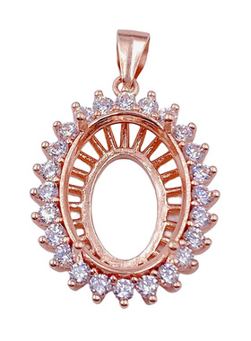 日系CoopKoop项坠吊坠空托925银项链空拖女椭圆系列5*7-15*20