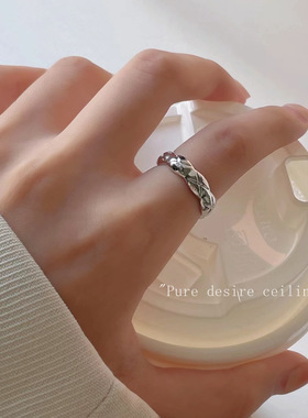 日系CoopKoop冷淡风法式金属感银色食指戒高级感开口可调节潮流