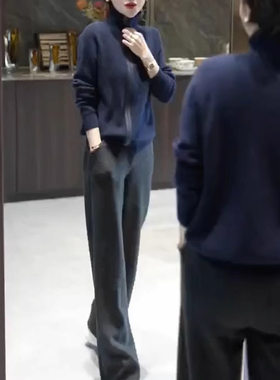 日系coopkoop新款高领拉链色外套休闲长裤时尚显瘦女装