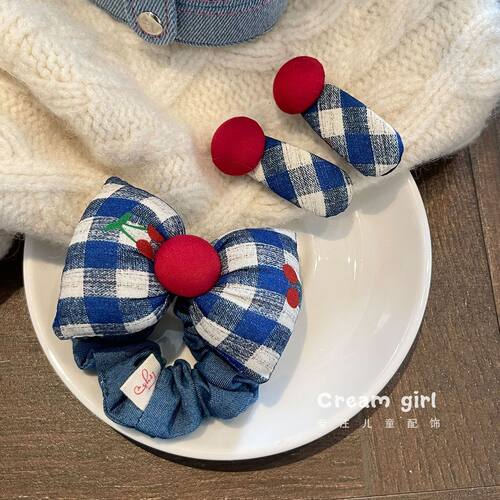 女童甜美撞色蝴蝶结发圈不伤发