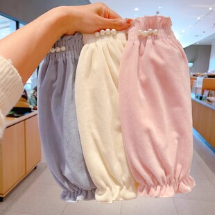 儿童秋冬季加厚保暖套袖中大童羽绒服耐脏袖头男女孩写字长款护袖