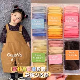 儿童不伤发彩色加宽毛巾圈可爱宝宝扎揪揪高弹力皮筋女童韩版发圈