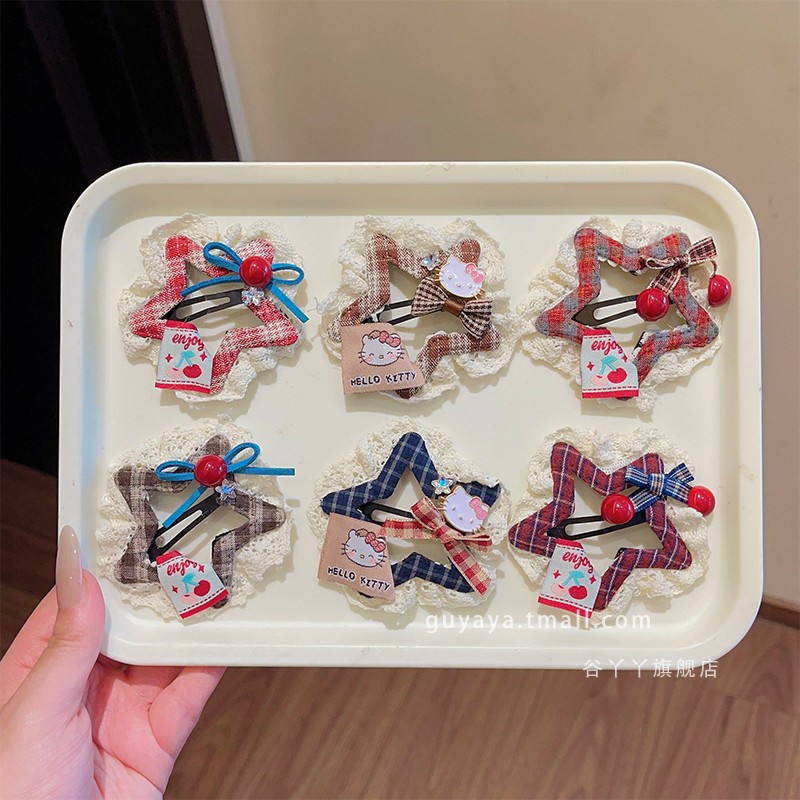 儿童蕾丝边星星发夹女童