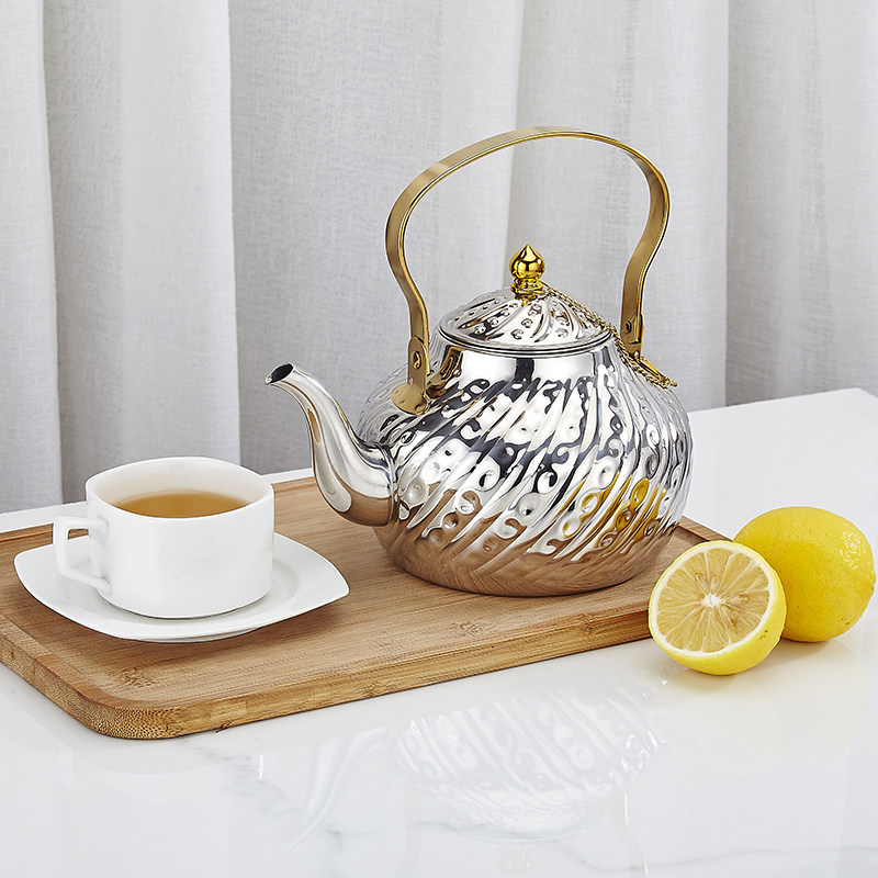 SANQIA不锈钢波纹间金柄提壶餐厅带滤网茶壶家用烧水壶办公泡茶壶,厨房/烹饪用具,烧水壶,淘宝优惠券,粉丝福利购,淘宝优惠卷