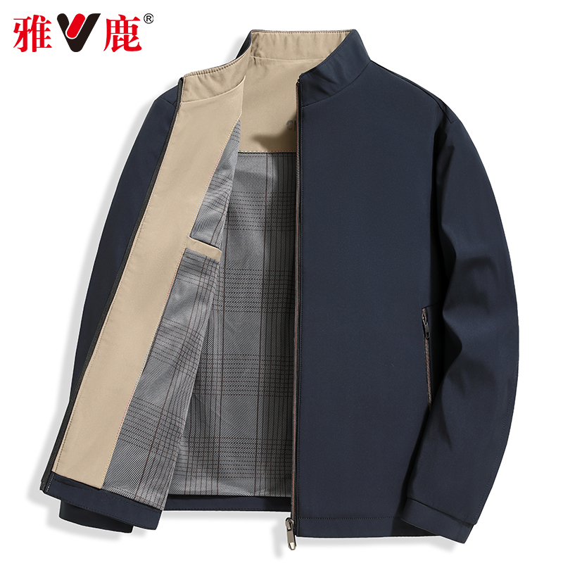 雅鹿立领商务休闲中老年宽松外套