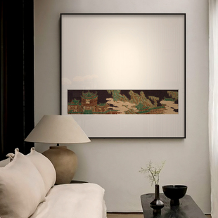 新中式佛像装饰画敦煌艺术楼阁日式中古风高级感玄关过道多联挂画