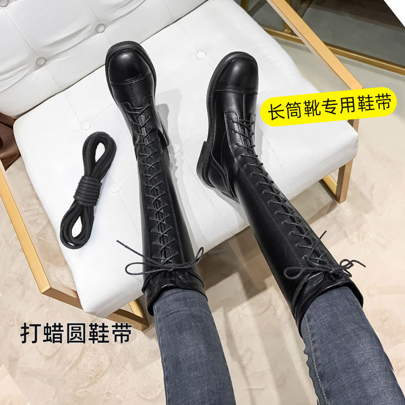 过膝骑士马丁靴高长筒靴子圆形细