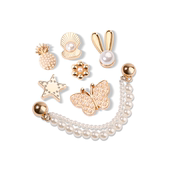 适配Crocs卡骆驰洞洞鞋 扣金属高级感贝壳 花智必星配件珍珠蝴蝶鞋