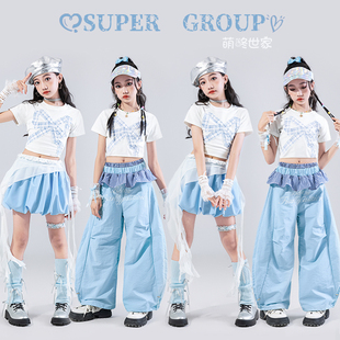 爵士舞女 童服装少儿女团甜酷舞蹈演出服夏季儿 童模特露脐走秀潮