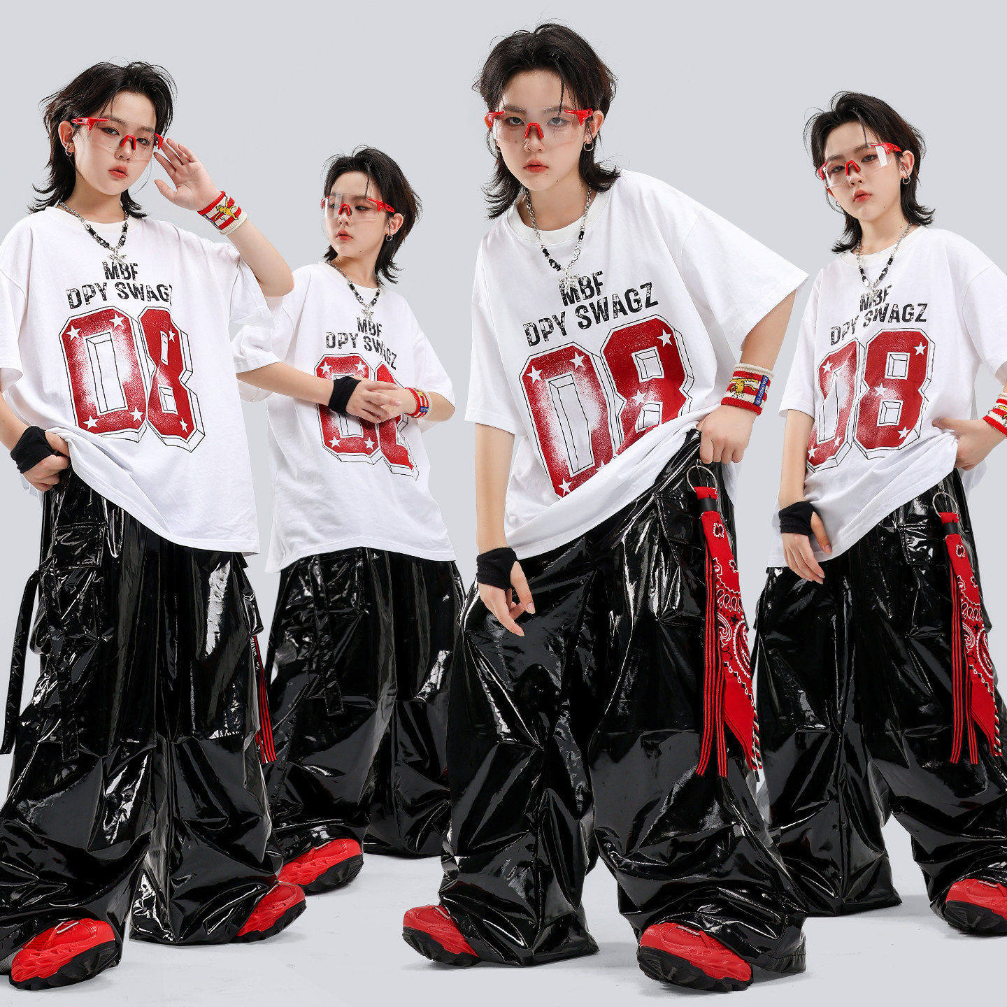 儿童街舞潮服嘻哈男女童架子鼓舞蹈表演服潮酷少儿hiphop演出服装