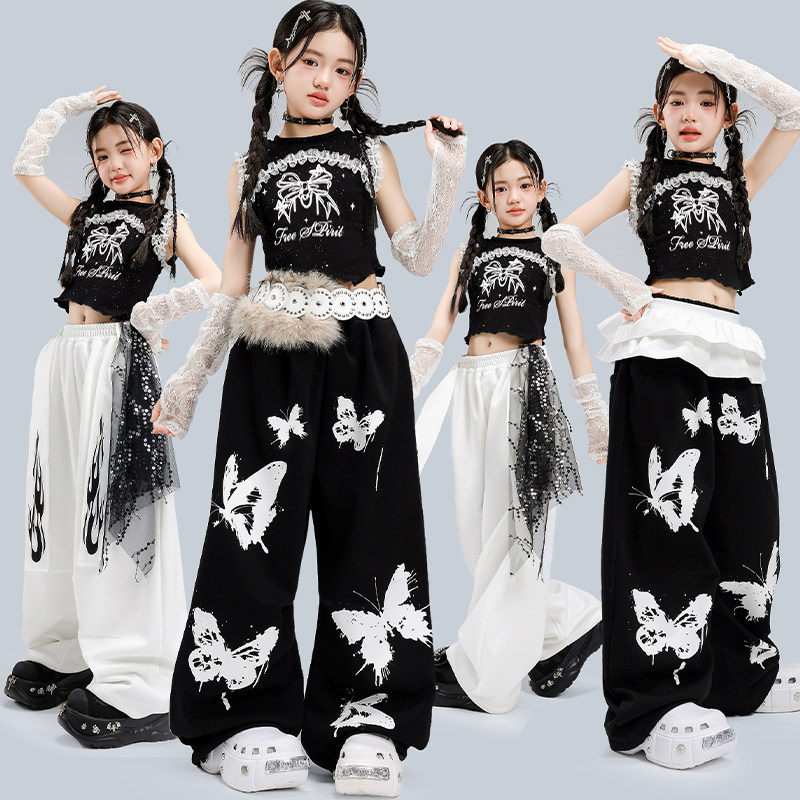 女童爵士舞服装夏天走秀蝴蝶