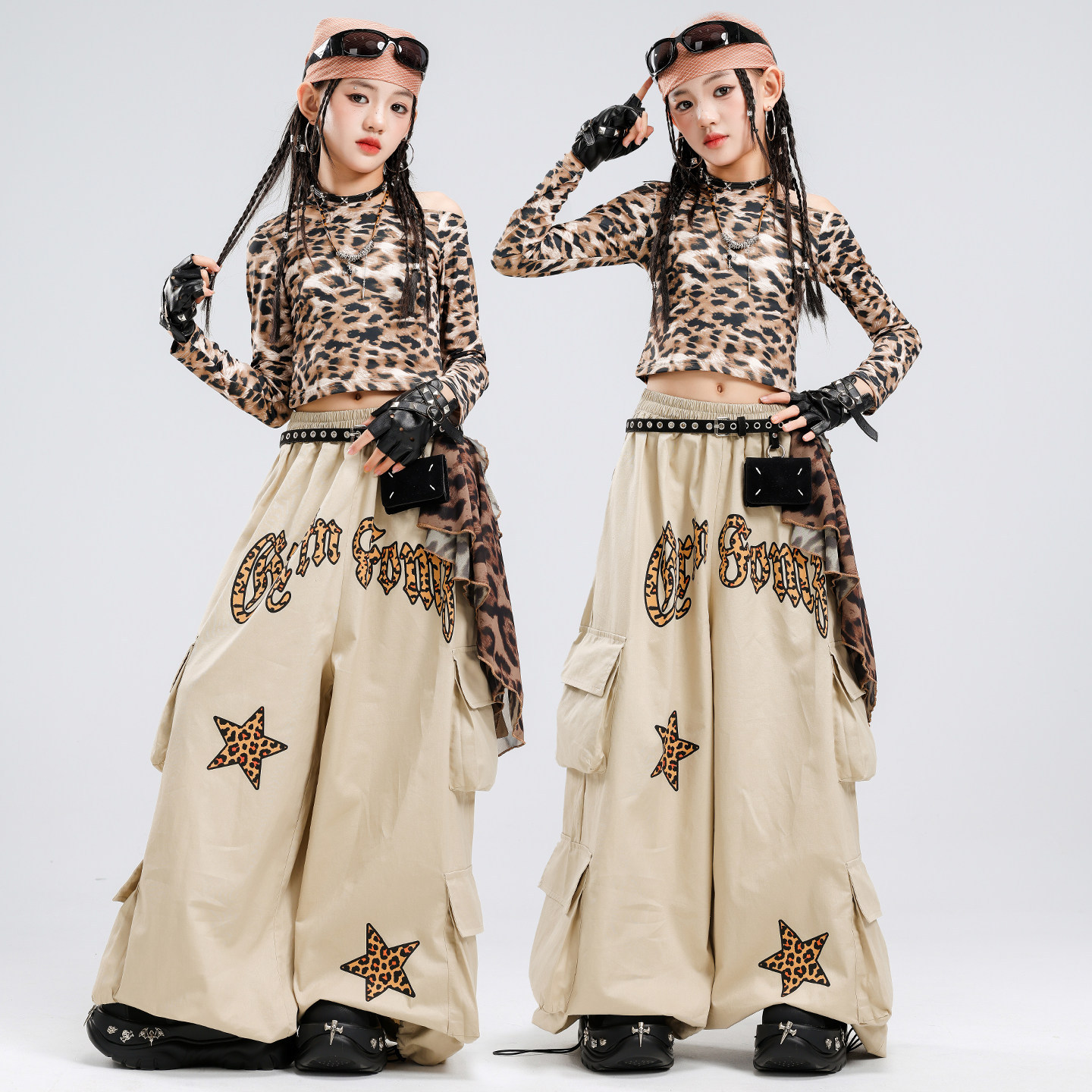 女童爵士舞服装走秀露脐露肩
