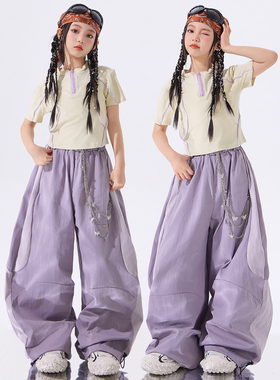 少儿爵士舞服装夏天女童露脐绿色上衣套装女孩jazz街舞女团表演服