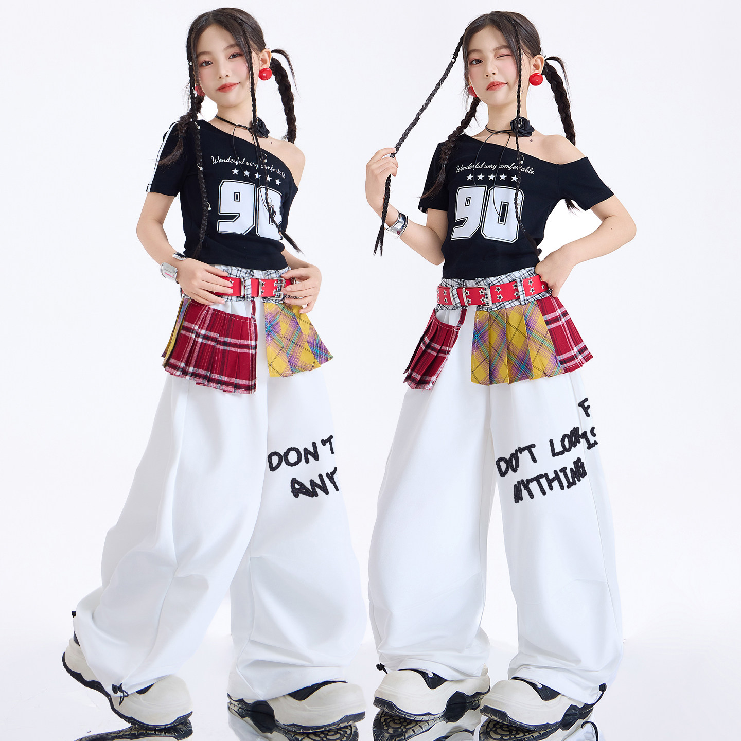 女孩爵士舞服装少儿街舞潮服炸街短袖演出服嘻哈jazz啦啦队舞蹈服