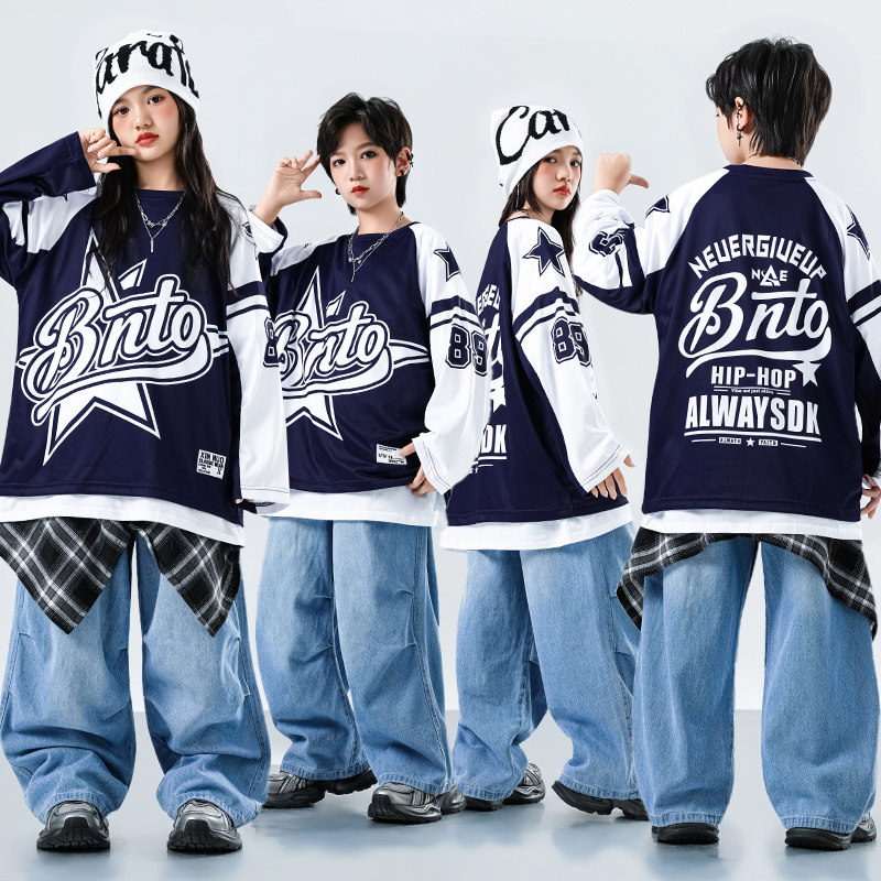 儿童街舞潮服秋冬少儿架子鼓演出服炫酷男童嘻哈套装女童舞蹈表演