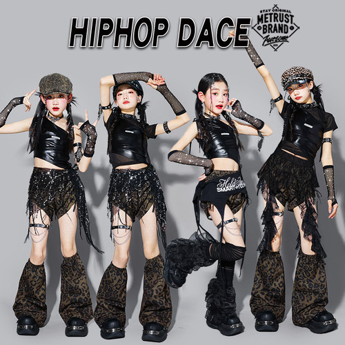 儿童豹纹jazz爵士舞服装女童