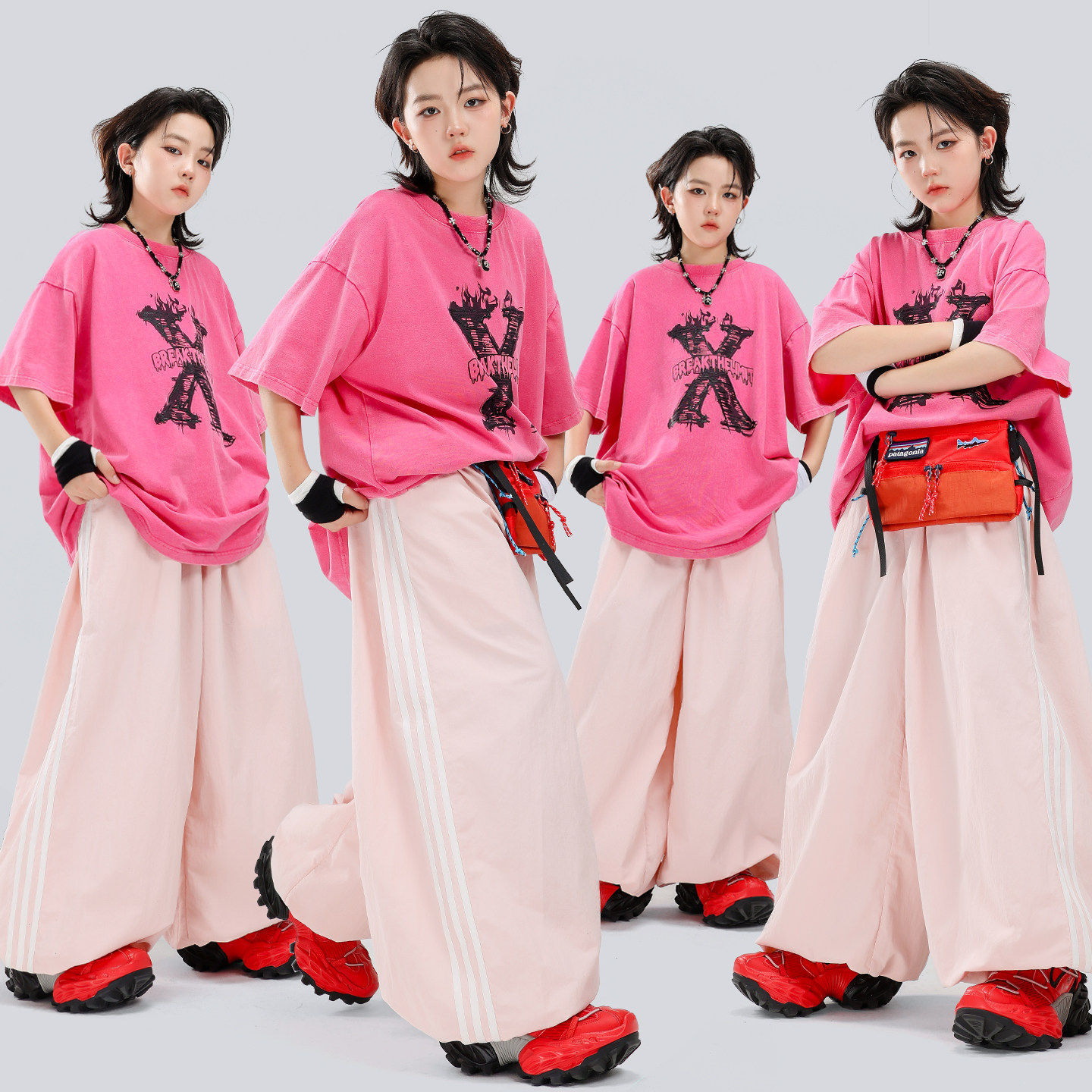 儿童街舞演出服嘻哈风多巴胺