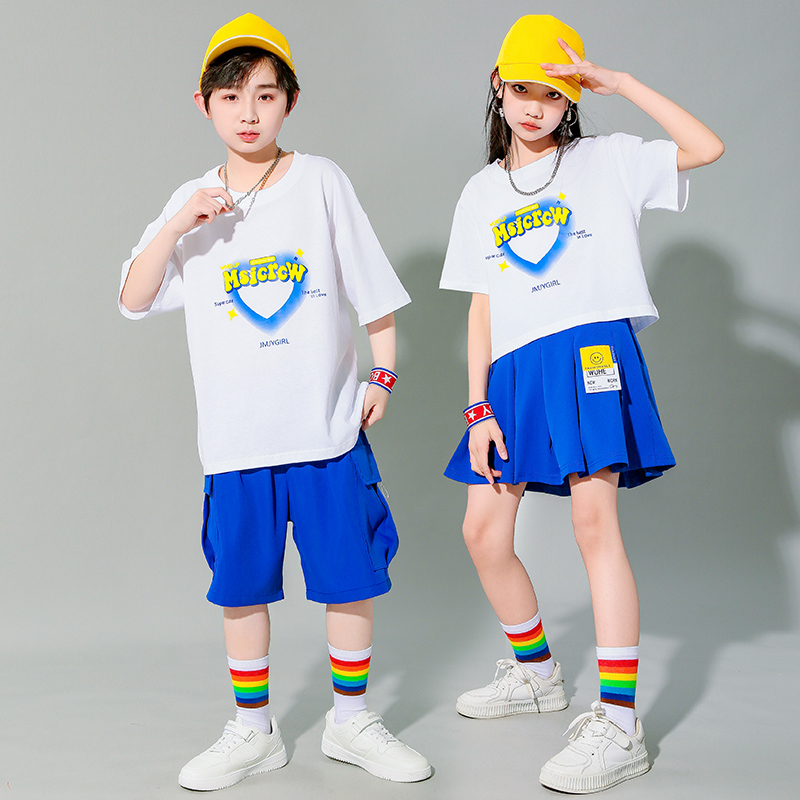 儿6童街舞演出服少儿架子鼓表演服女孩洋气条纹体男8童嘻哈套装潮