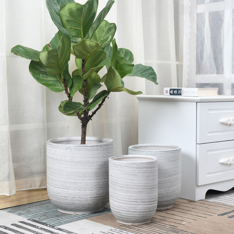 始器简约风白色大花盆包邮种树图片