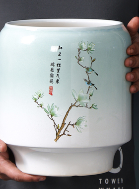 新中式家用花盆陶瓷室内客厅桌面兰花春羽三角梅龟背竹绿植冬青盆