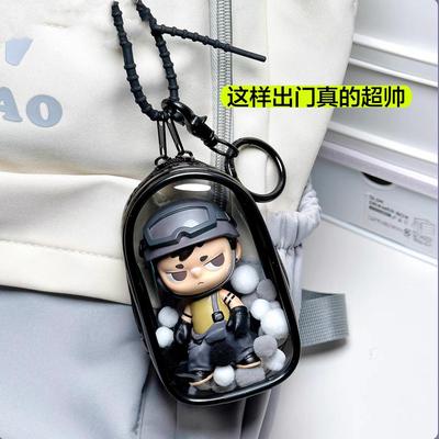 娃包10cm泡泡玛特pvc透明溜晒娃包5cm努努手办盲盒十厘米外出痛包