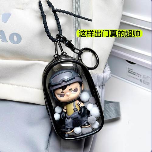 娃包10cm泡泡玛特pvc透明溜晒娃包5cm努努手办盲盒十厘米外出痛包