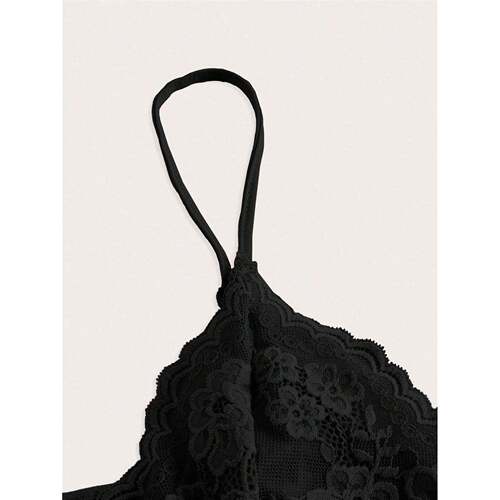 Sexy Black Contrast Lace Bow Front Crop Cami Top Women 2024