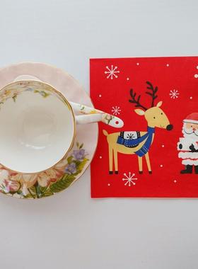 Christmas Red Paper Napkins Decoupage 圣诞节派对红色餐巾纸