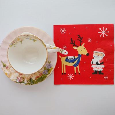 Christmas Red Paper Napkins Decoupage 圣诞节派对红色餐巾纸