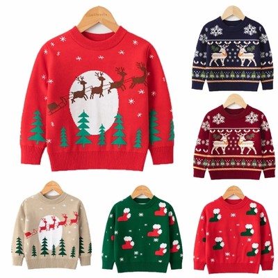 Kids Jumper Xmas Christmas Ugly Sweater Boys girls Cartoon