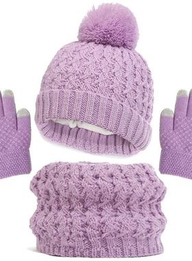 Kids Winter Hat Gloves Scarf Set Girls Toddler Children Hats