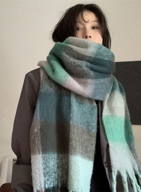 冬季妇女格纹围巾冬季AC帕曼米娜披肩Cashmer