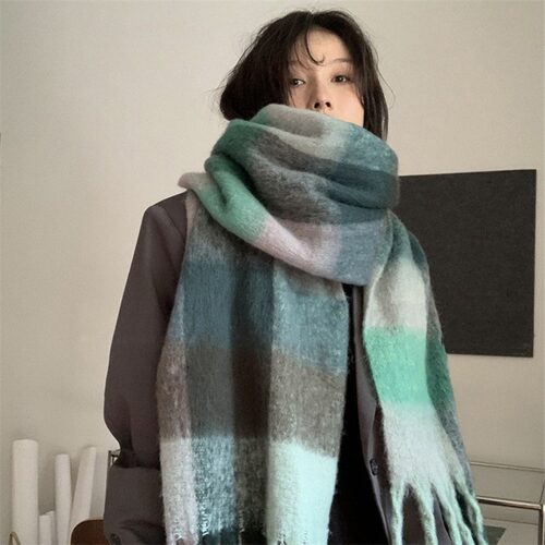 冬季妇女格纹围巾AC帕曼