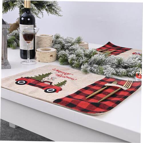 Christmas Decorations Red and Black Check Car Christmas Mat