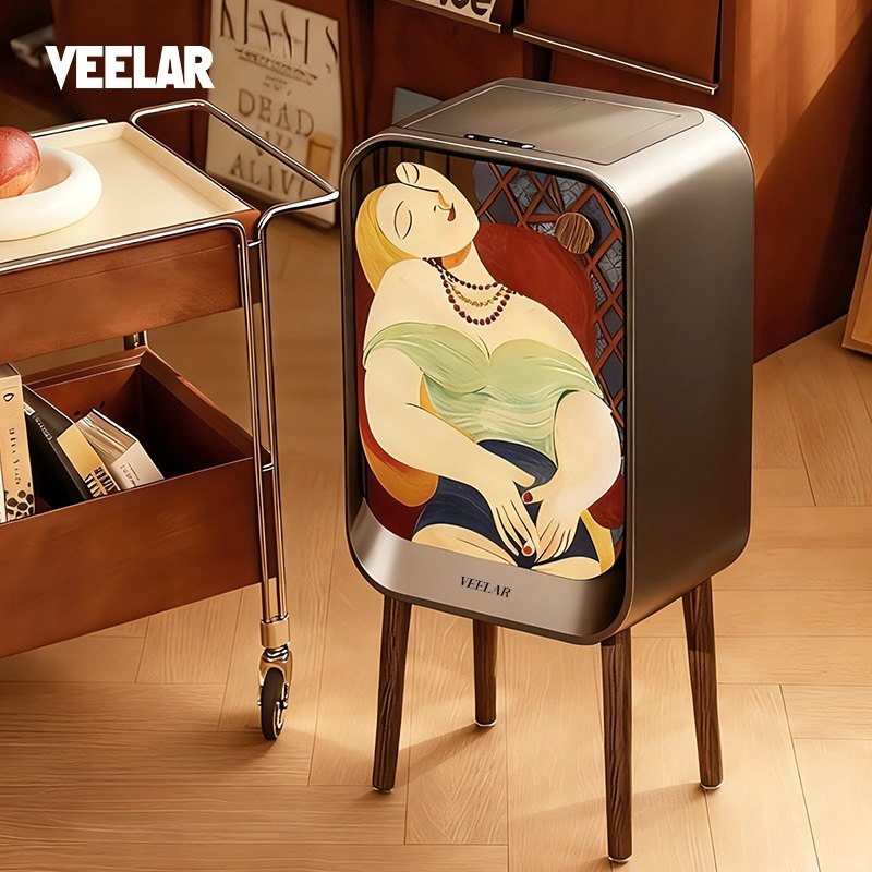 VEELAR智能感应垃圾桶家用客厅厨房高脚高颜值卫生间轻奢中古风
