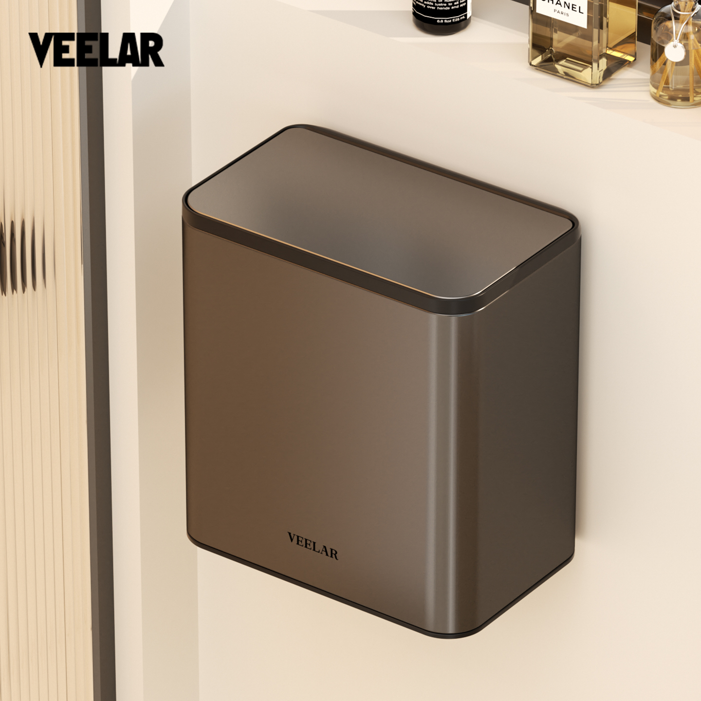VEELAR壁挂垃圾桶家用按压式化妆室厕所悬挂式高颜值极简2025新款