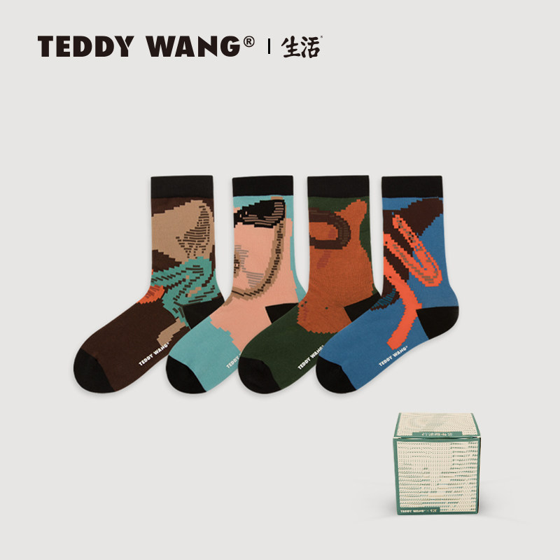 TEDDYWANG精梳棉联名款中筒袜