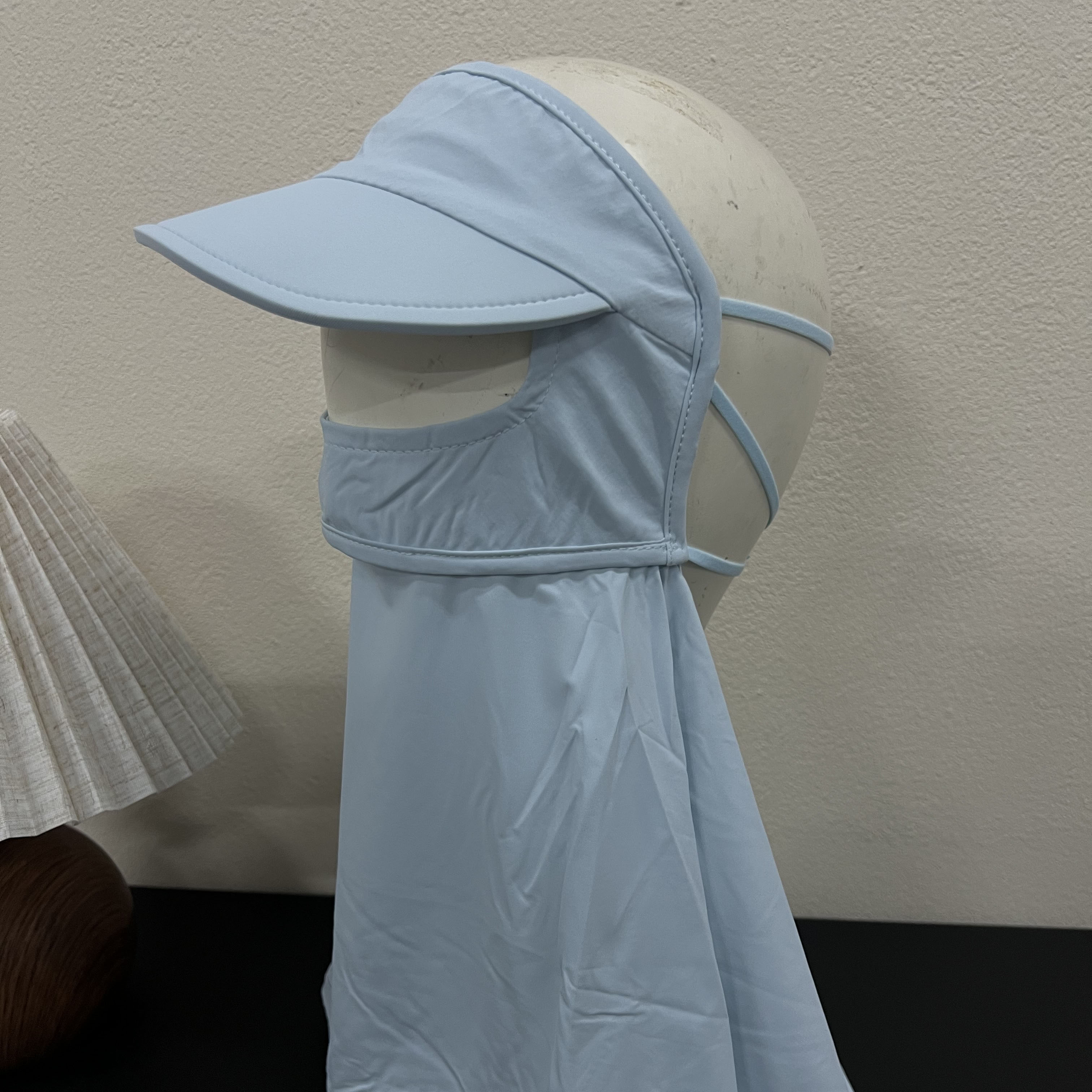 防晒面罩护颈一体带帽檐全包围遮脸防紫外线冰丝口罩夏季薄款开车