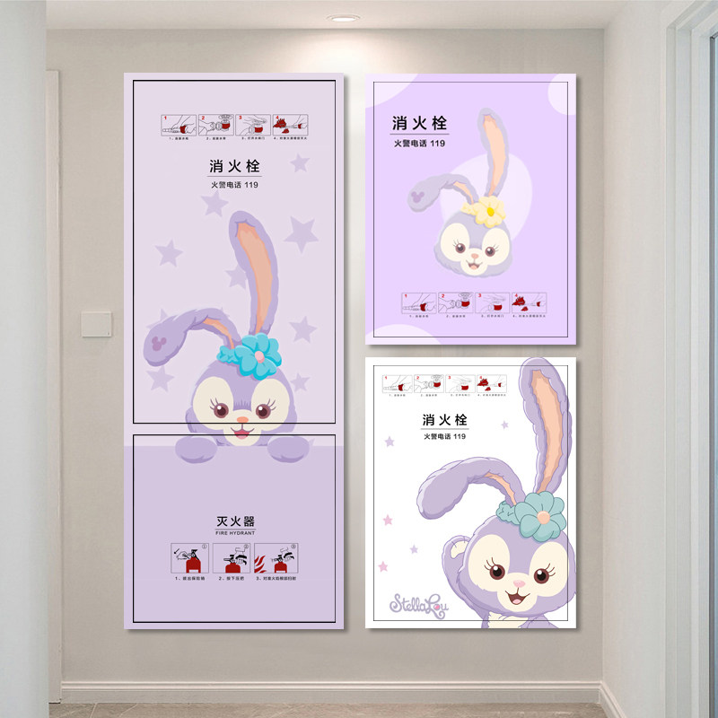 遮挡装饰消防栓贴纸画翻新灭火器