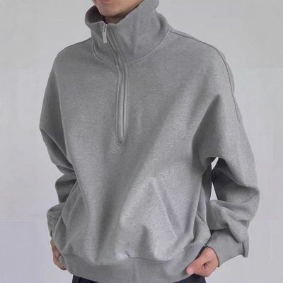 美式重磅半拉链连帽卫衣男女潮牌高街设计感春秋运动百搭情侣外套